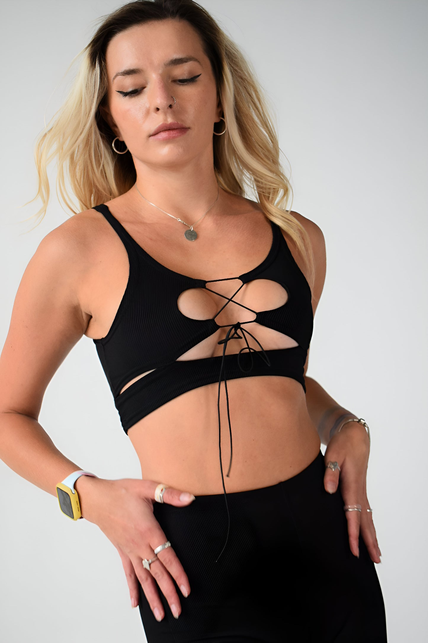 Black Ribbed Bralette Tank Top