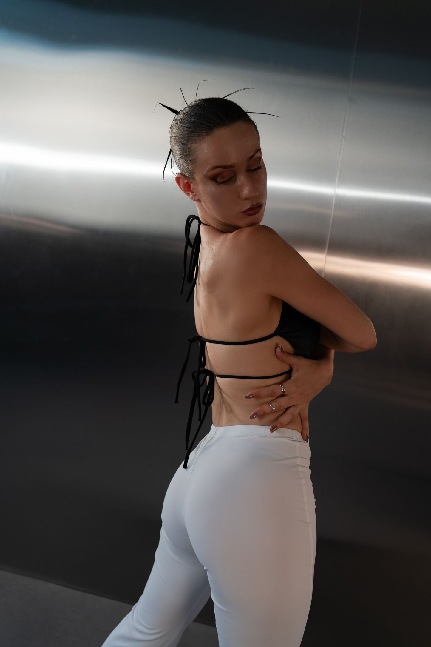 Black Matte Faux Leather Crop Top