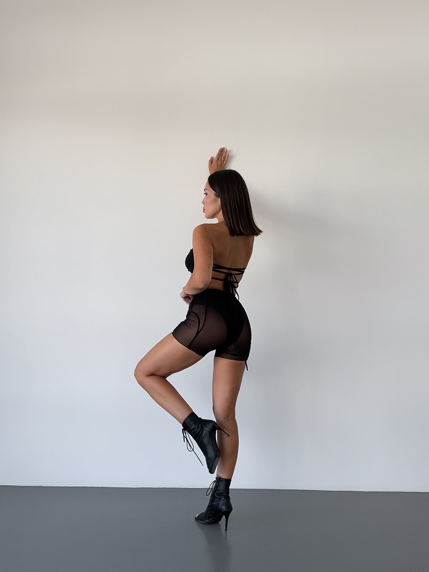 Black Knit Bandeau Crop Top