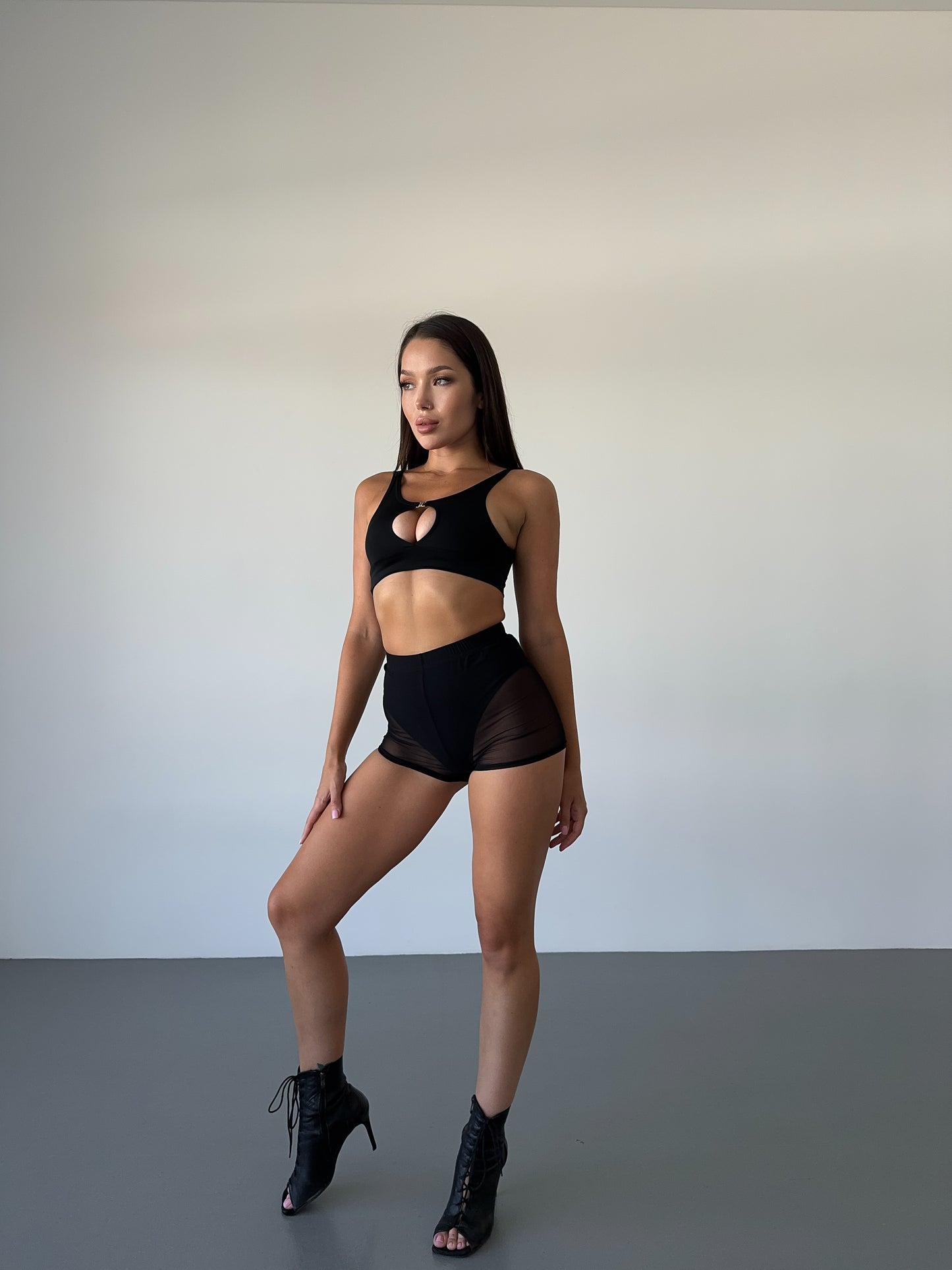 Black Mesh Cheeky Booty Shorts