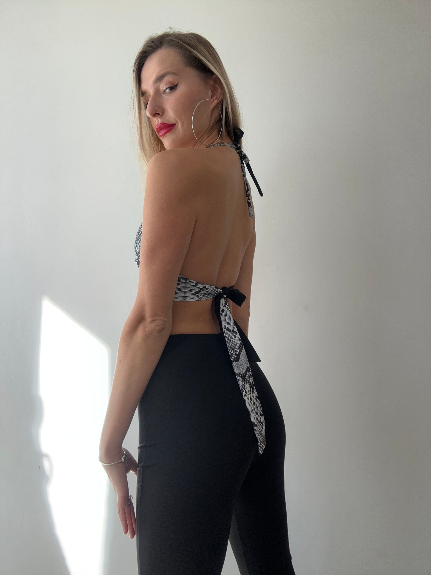 Black & Grey Python Ring Bralette Top