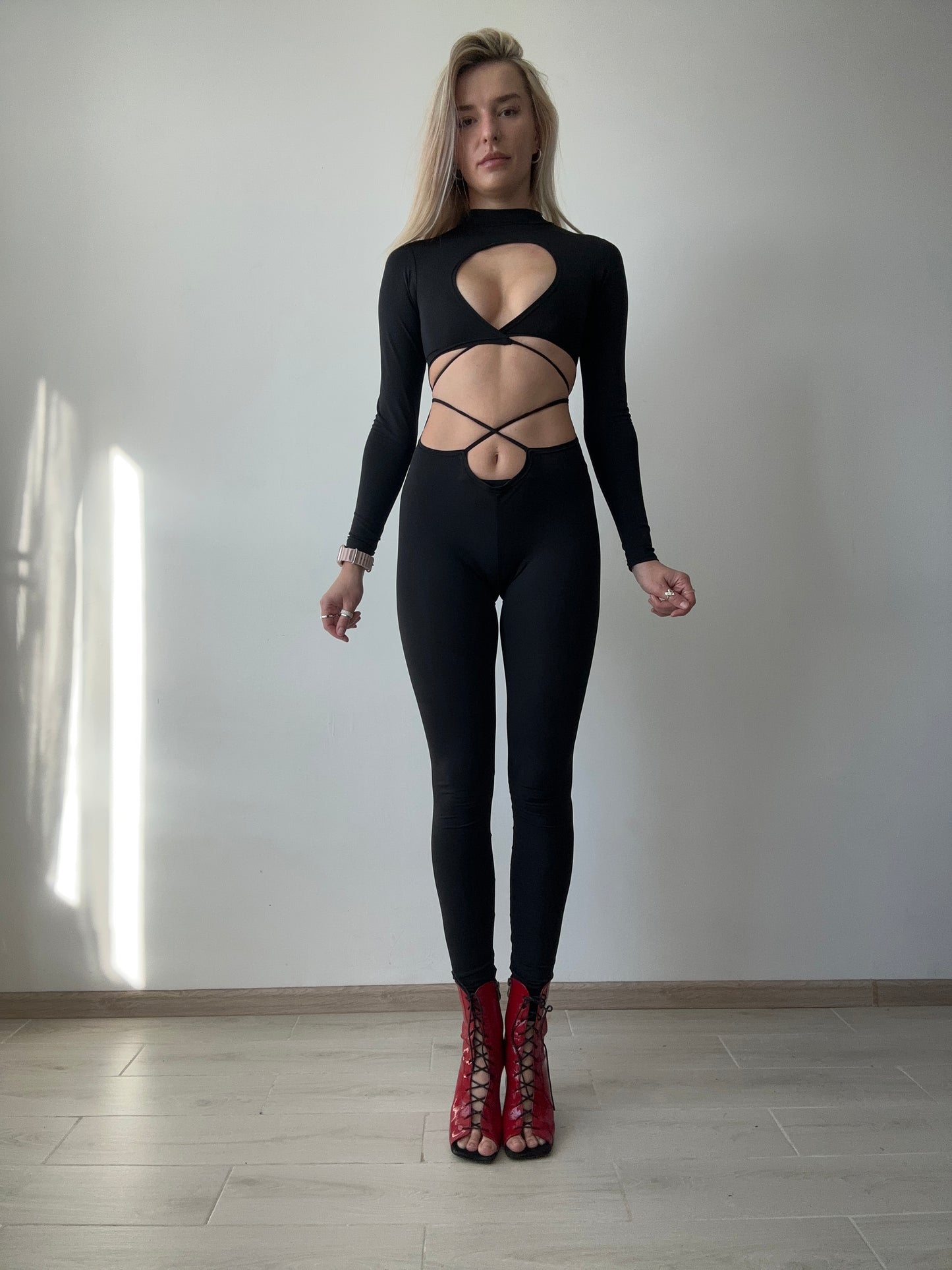 Black Cut Out Jumpsuit with Ties