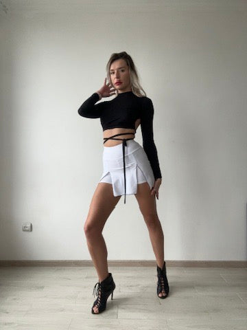 White Skort with Black Stitching