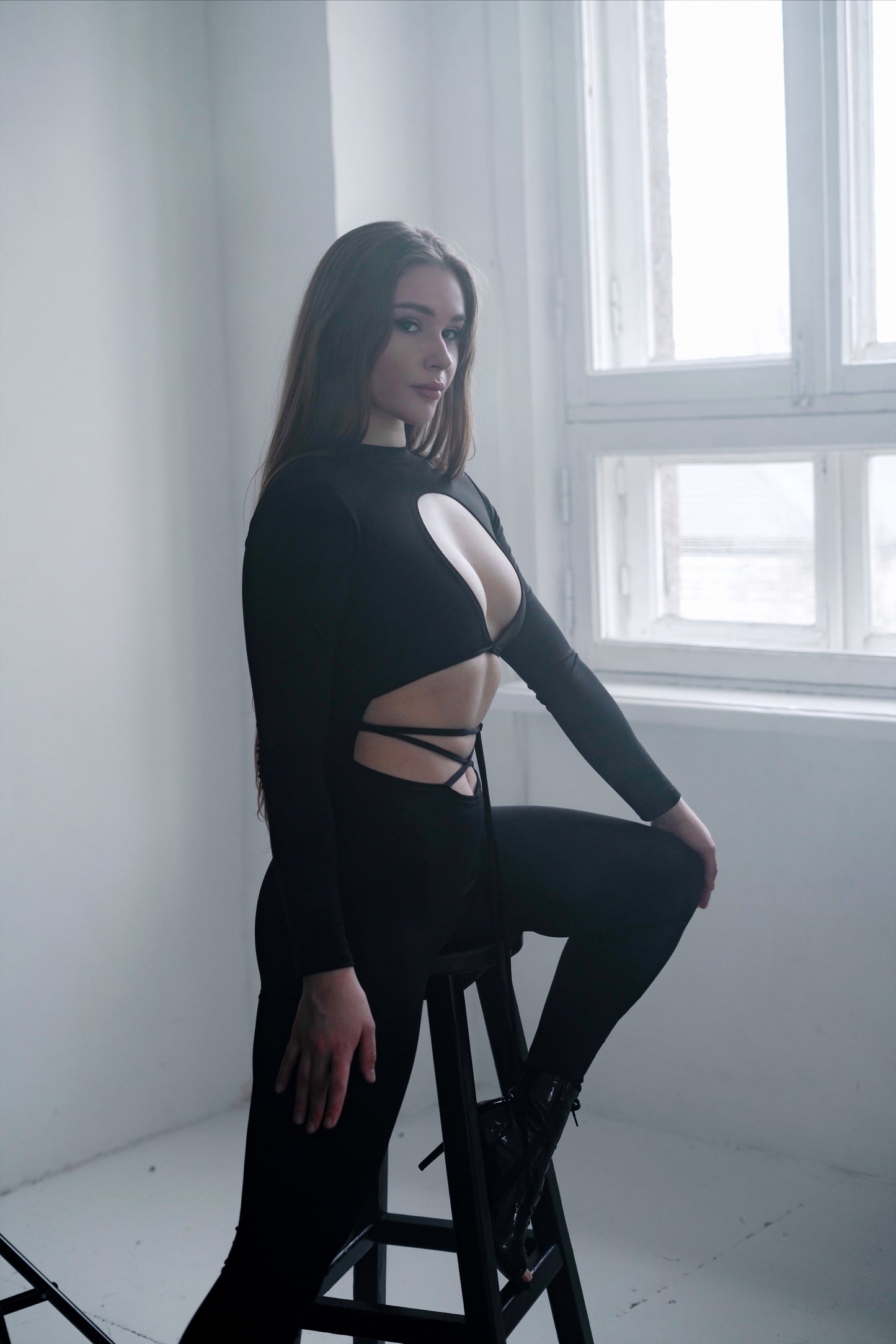 Black Cut Out Jumpsuit with Ties