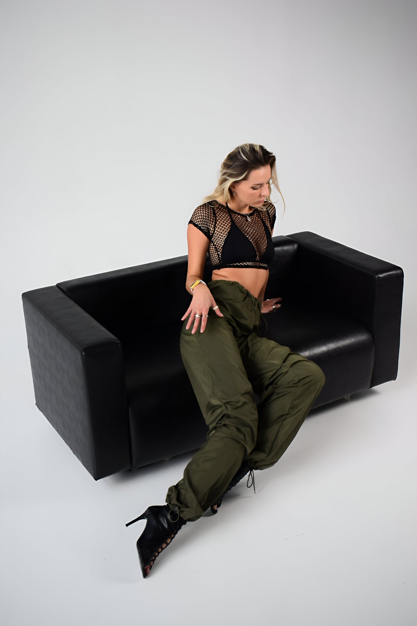 Khaki Cargo Wide Leg Pants