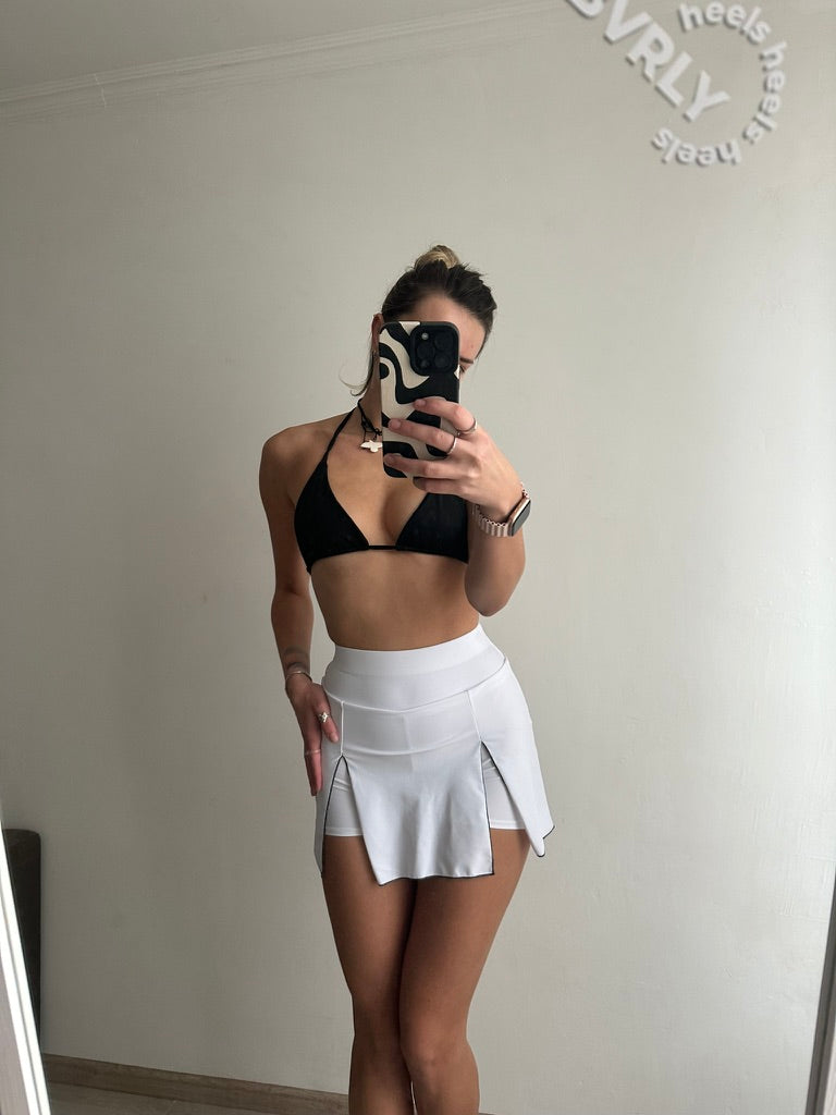 White Skort with Black Stitching