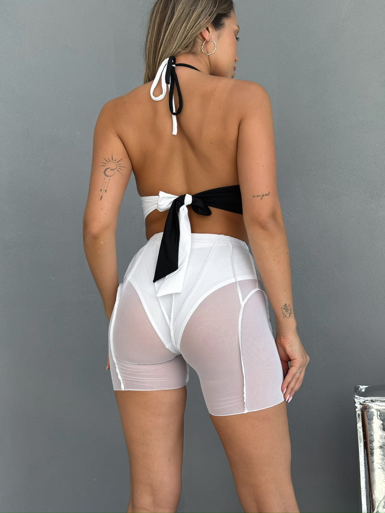White Mesh Dance Shorts