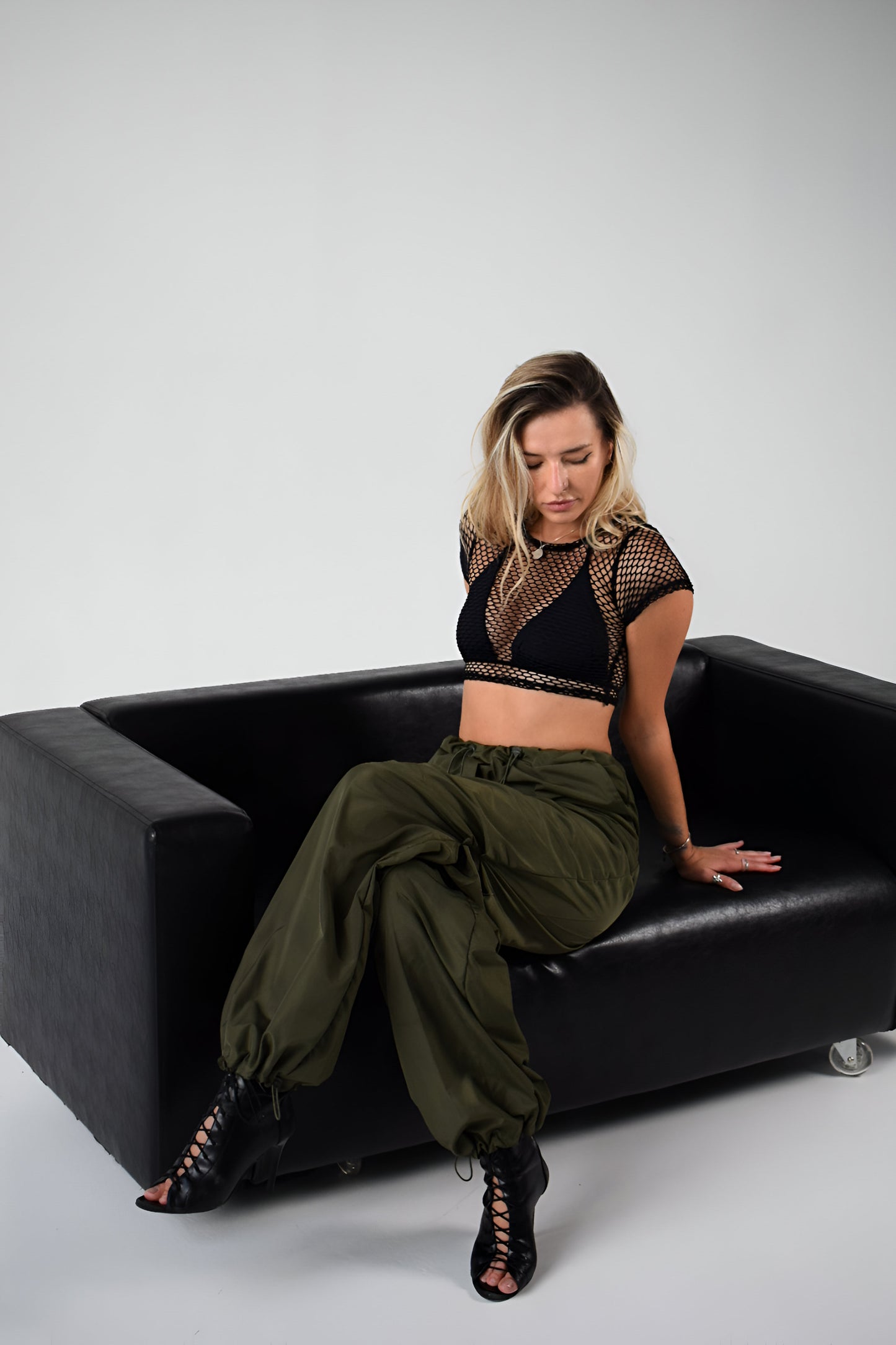 Khaki Cargo Wide Leg Pants