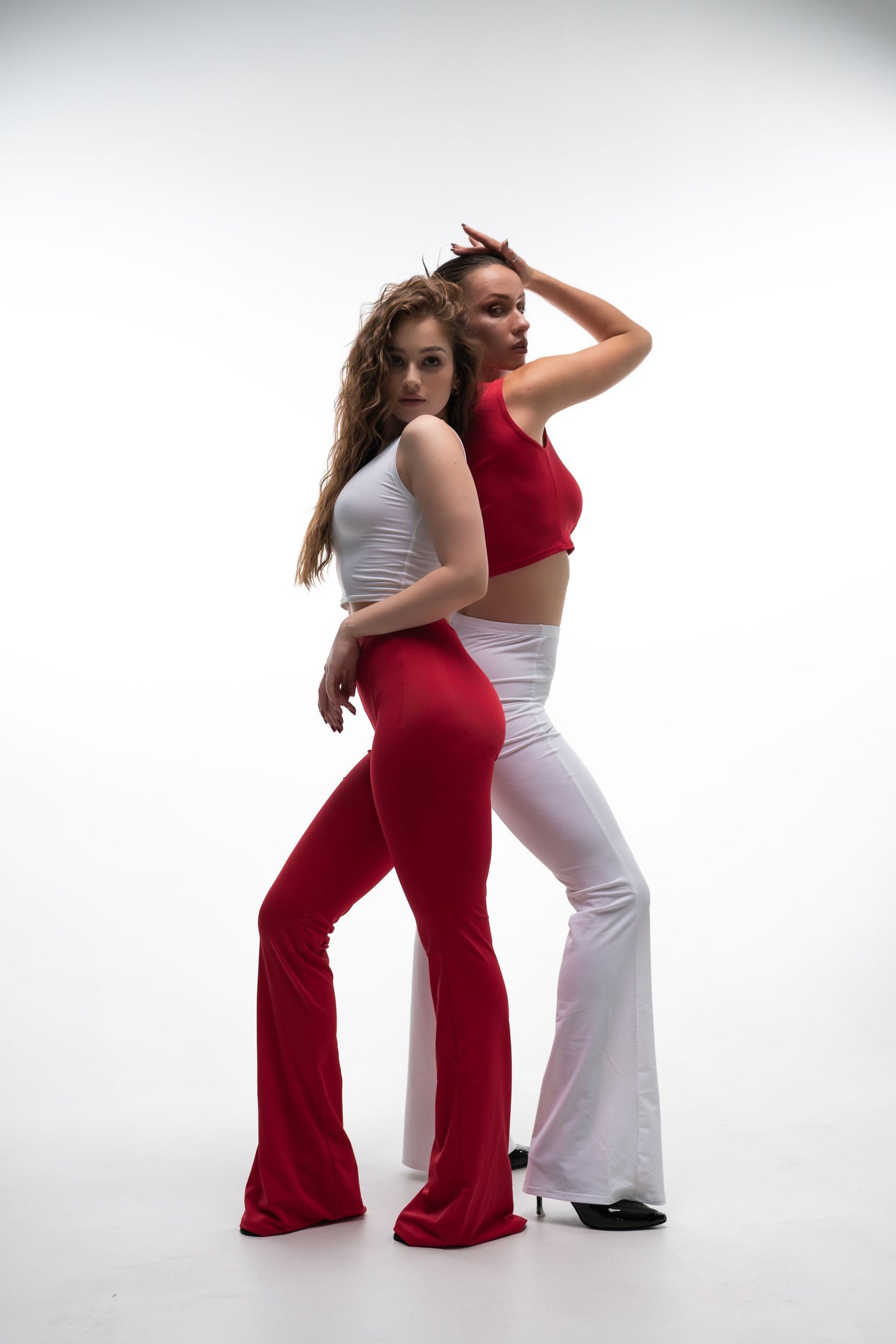 Red High Waist Stretch Pants