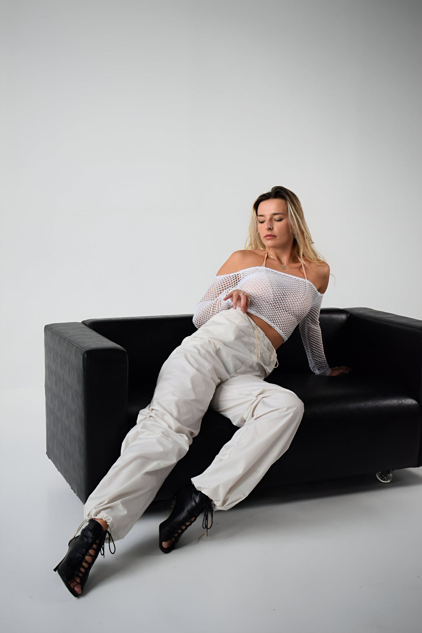 White Cargo Wide Leg Pants