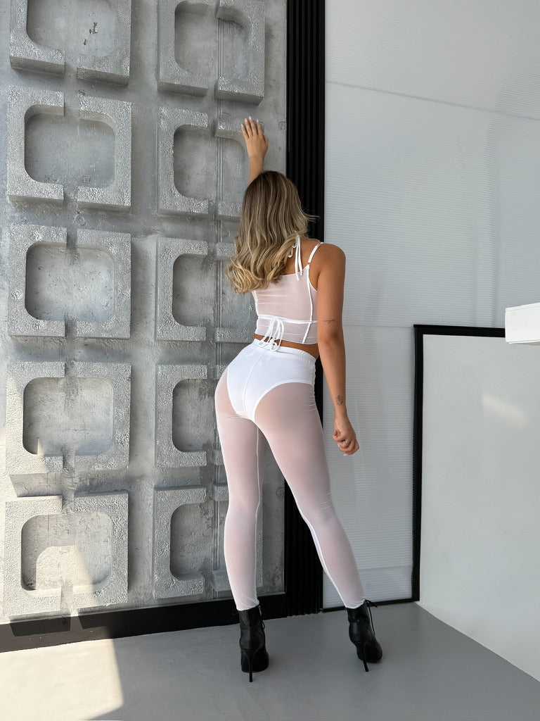 White Mesh Dance Leggings