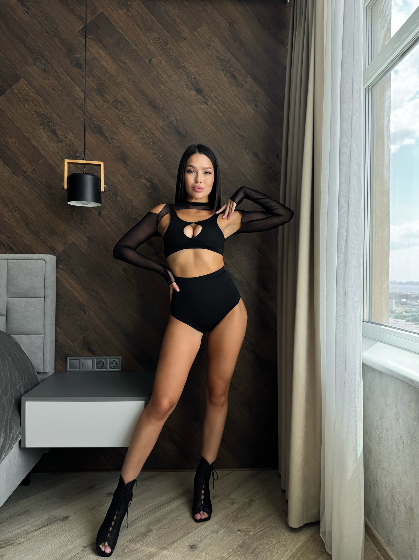 Black Front Clasp Bralette Top