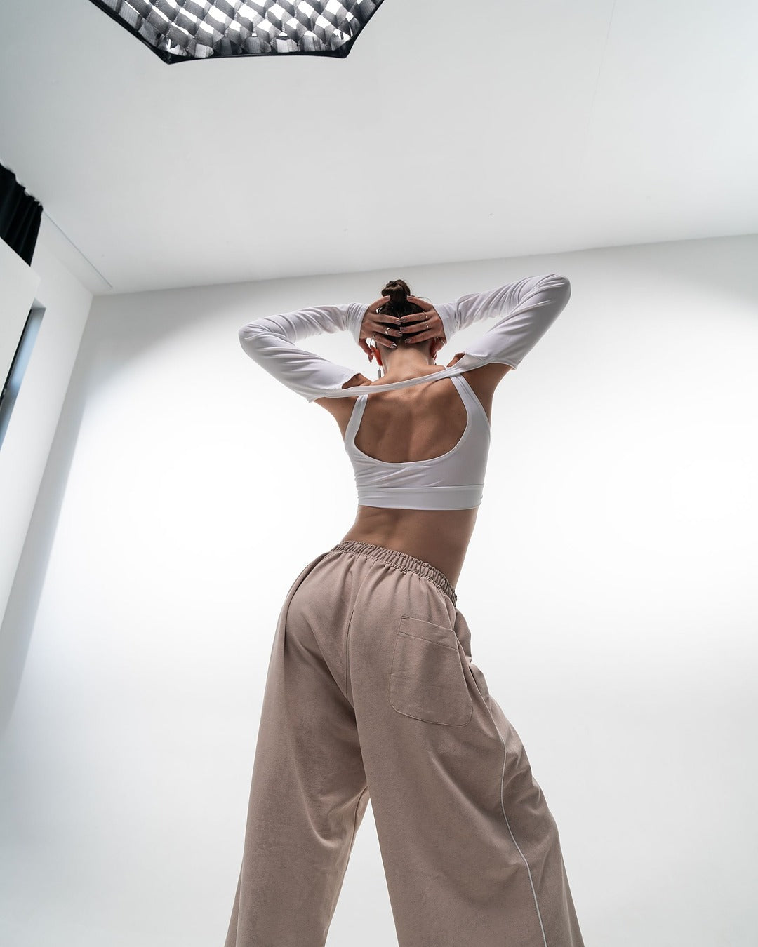 Beige Tie Dye Wide Leg Pants