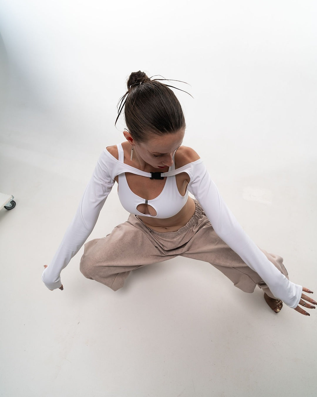 Beige Tie Dye Wide Leg Pants