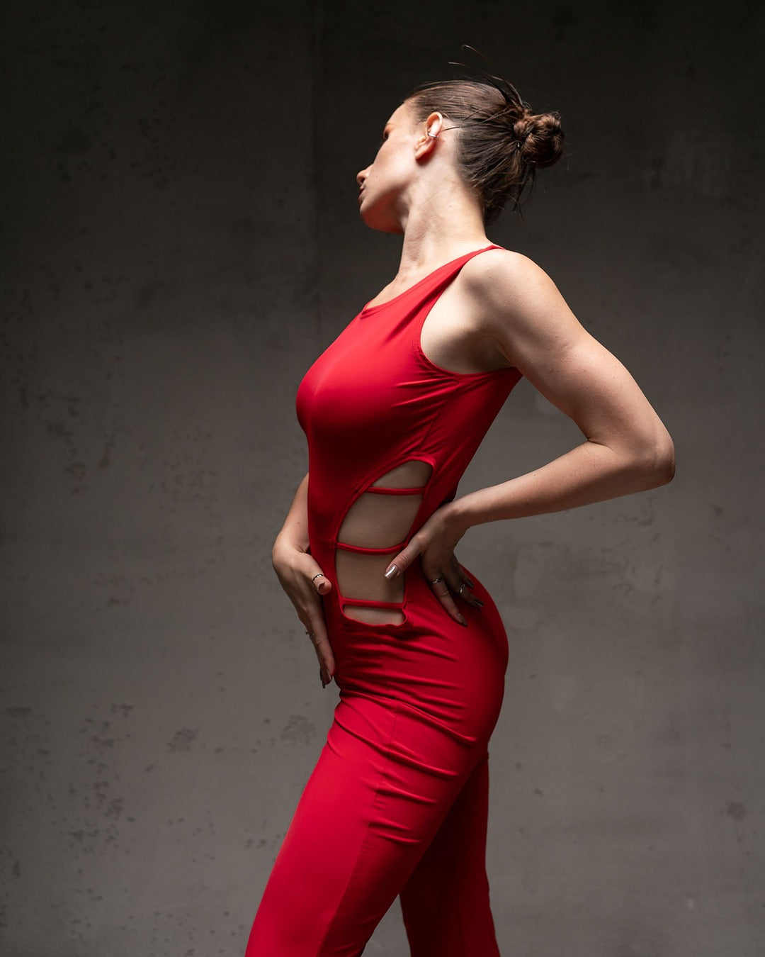 Red Sleeveless Stretch Catsuit