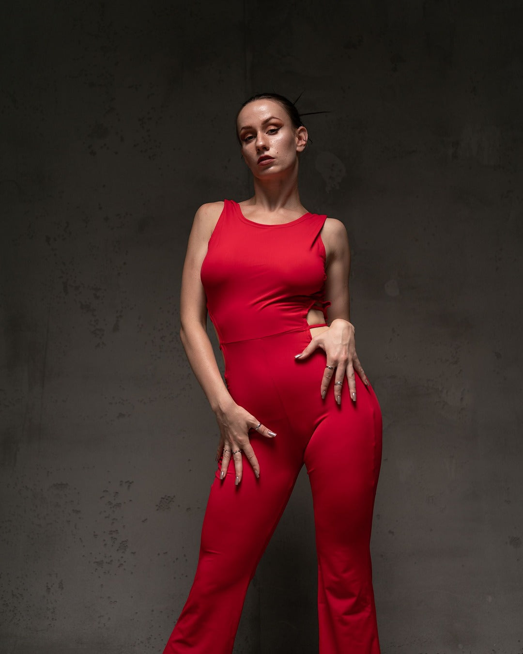 Red Sleeveless Stretch Catsuit
