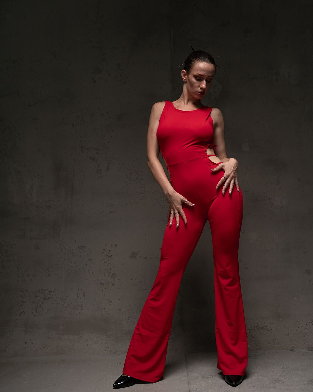 Red Sleeveless Stretch Catsuit