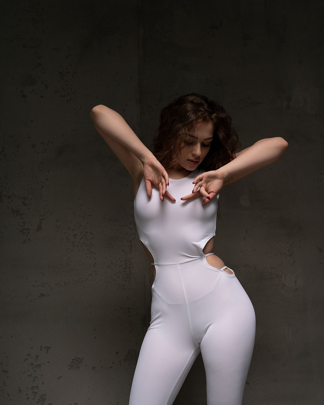 White Stretch Catsuit with Slim Straps