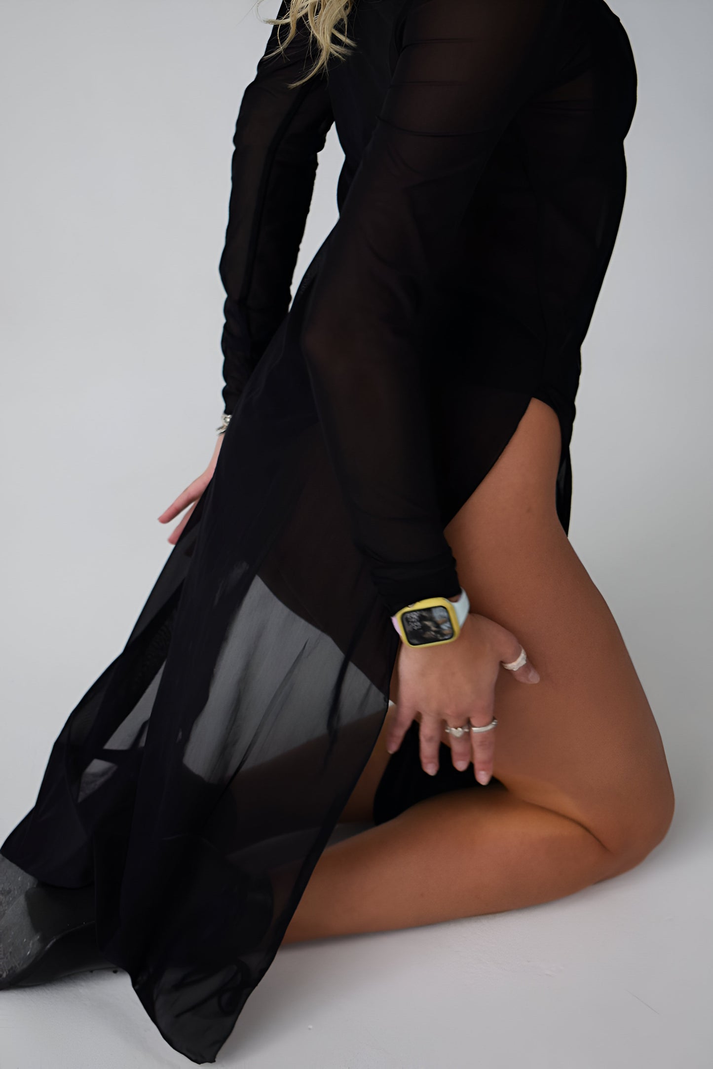 Black Mesh Midi Dance Dress