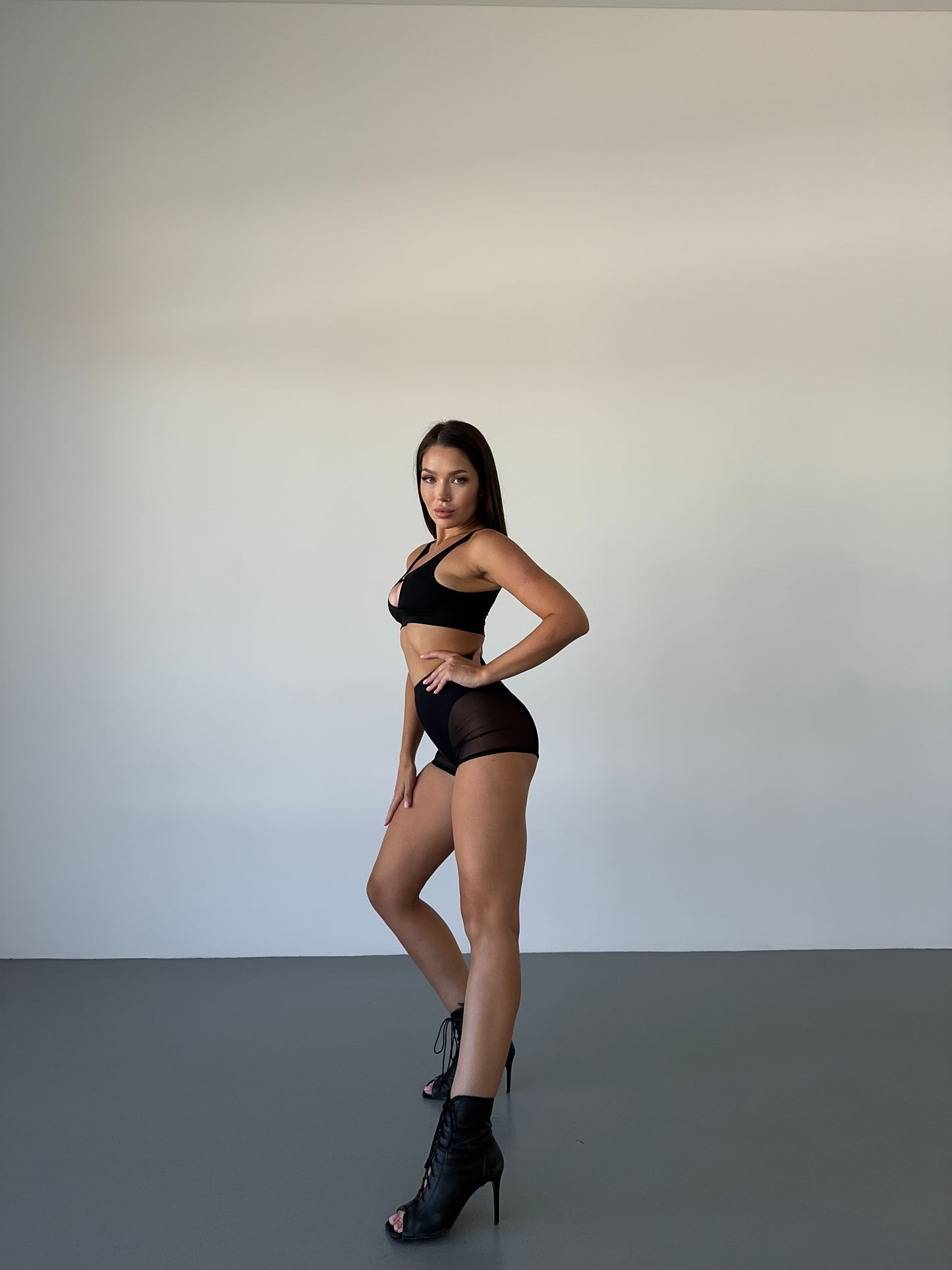 Black Mesh Cheeky Booty Shorts