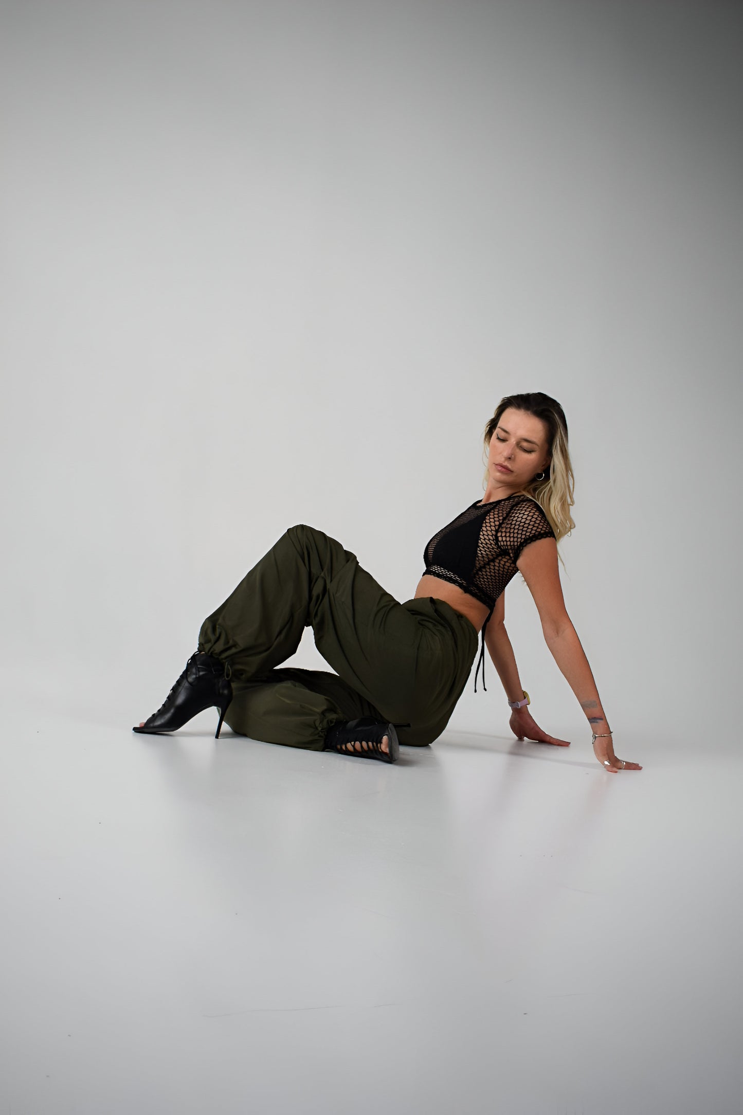 Khaki Cargo Wide Leg Pants