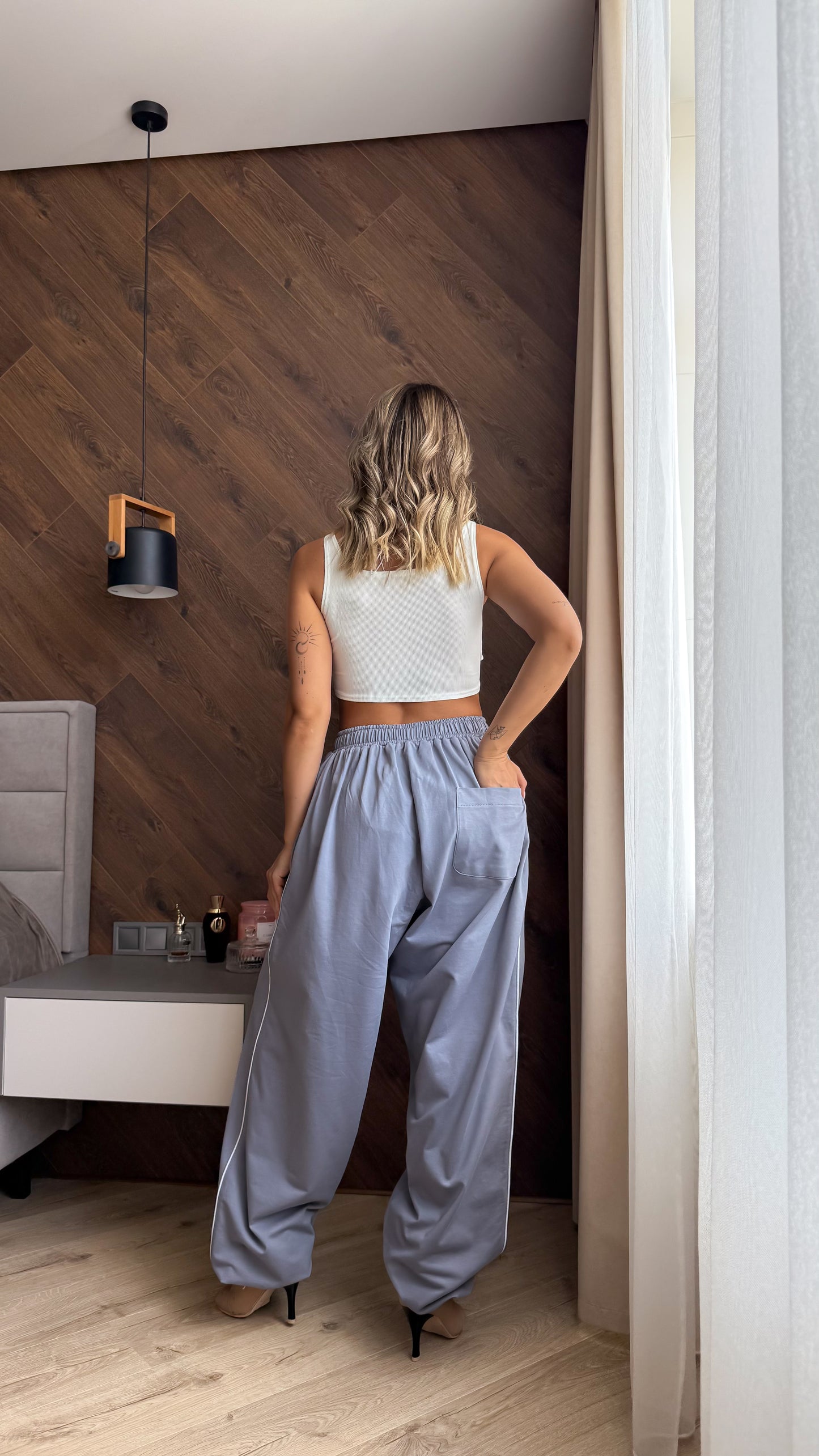 Grey Wide Leg Rave Pants