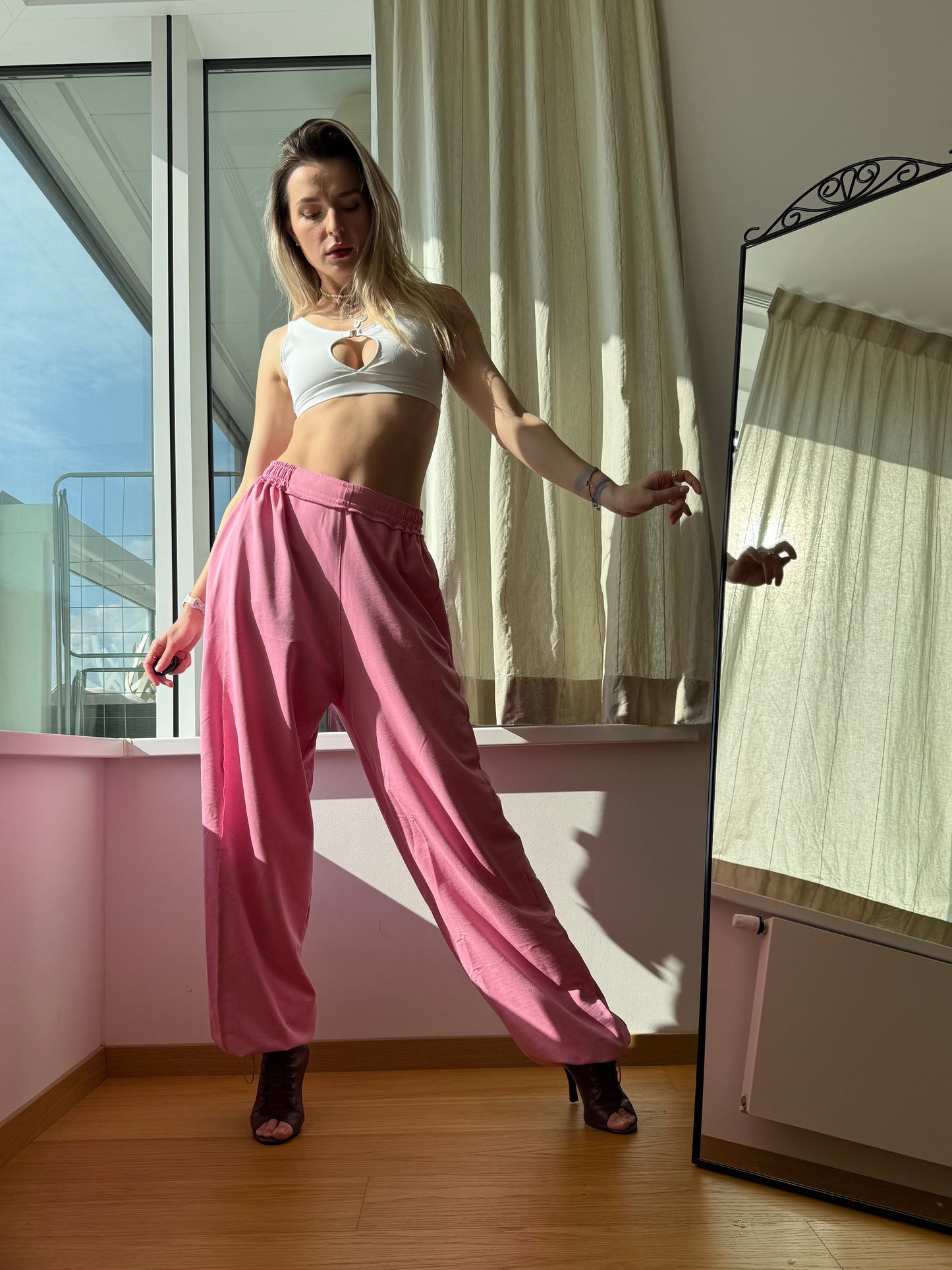 Pink Washed Oversized Dance Pants