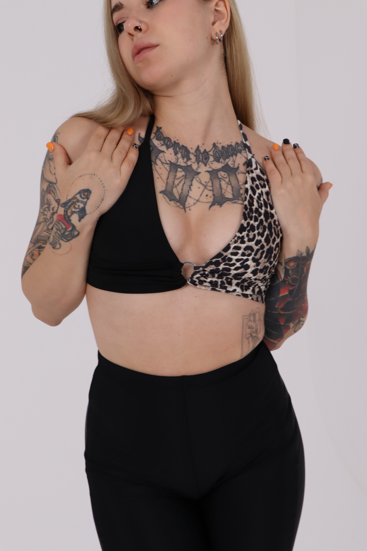 Black Leopard Ring Bralette Top