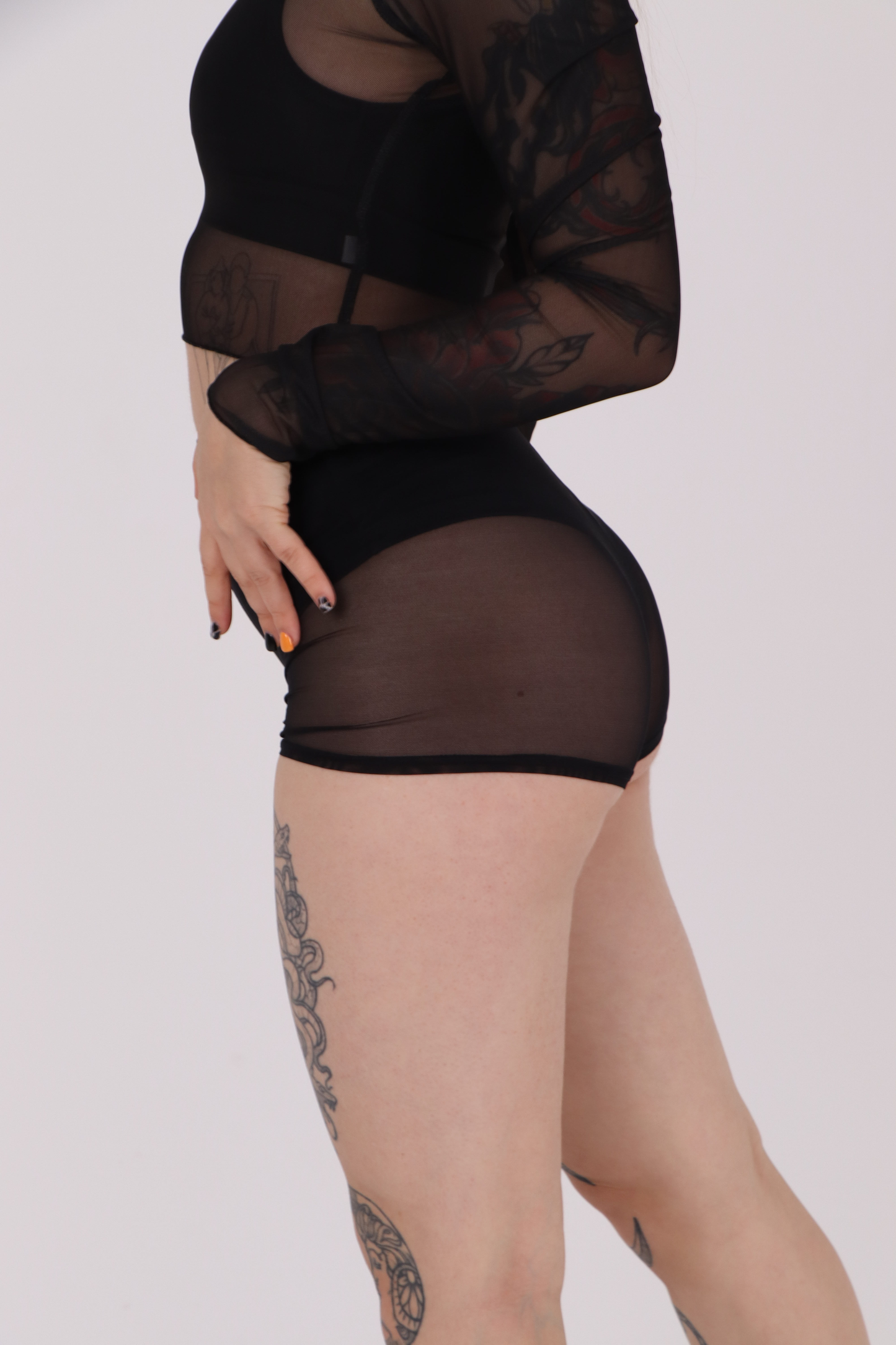 Black Mesh Crochet Booty Shorts