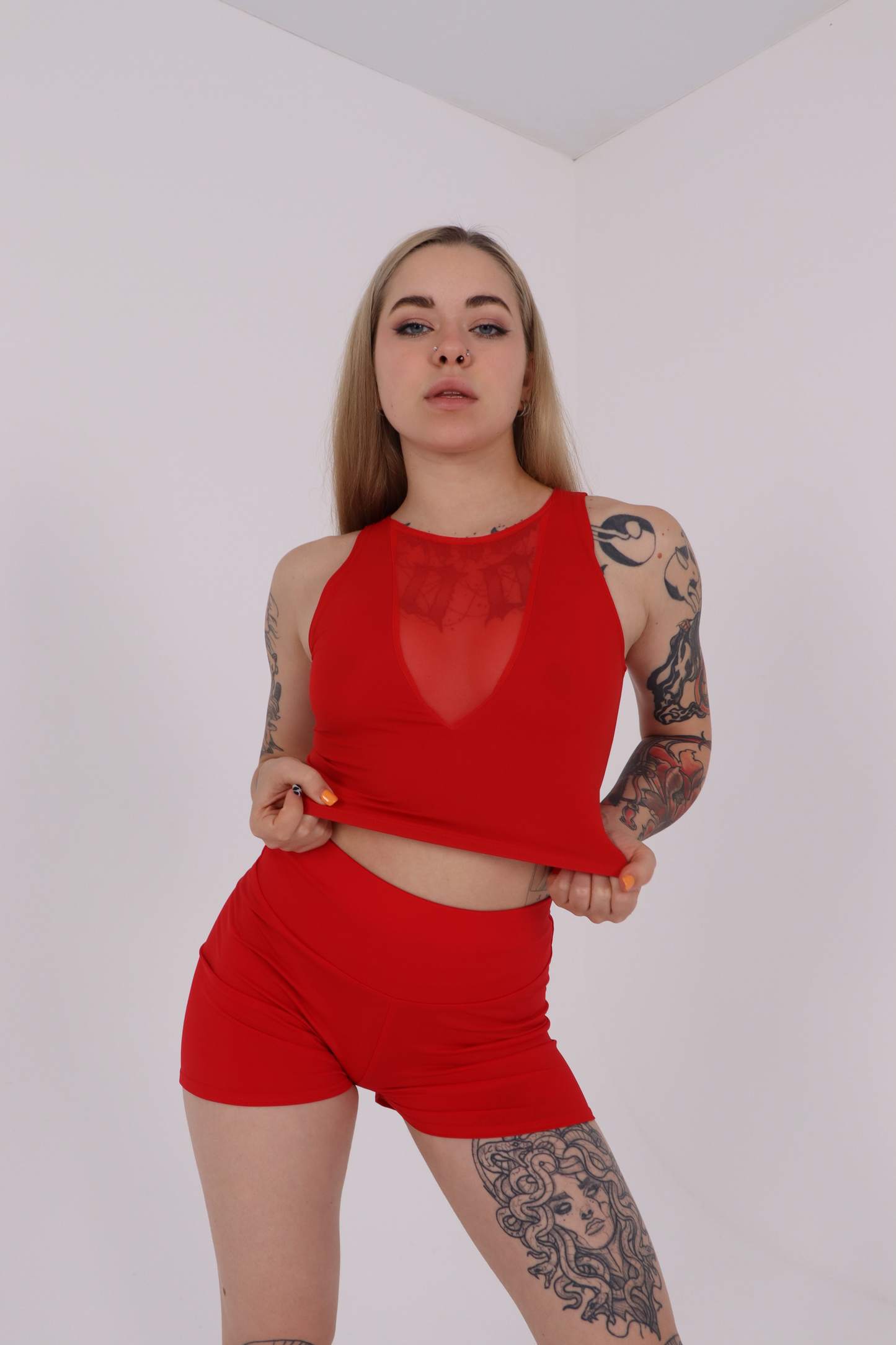 Red Cheeky Booty Shorts