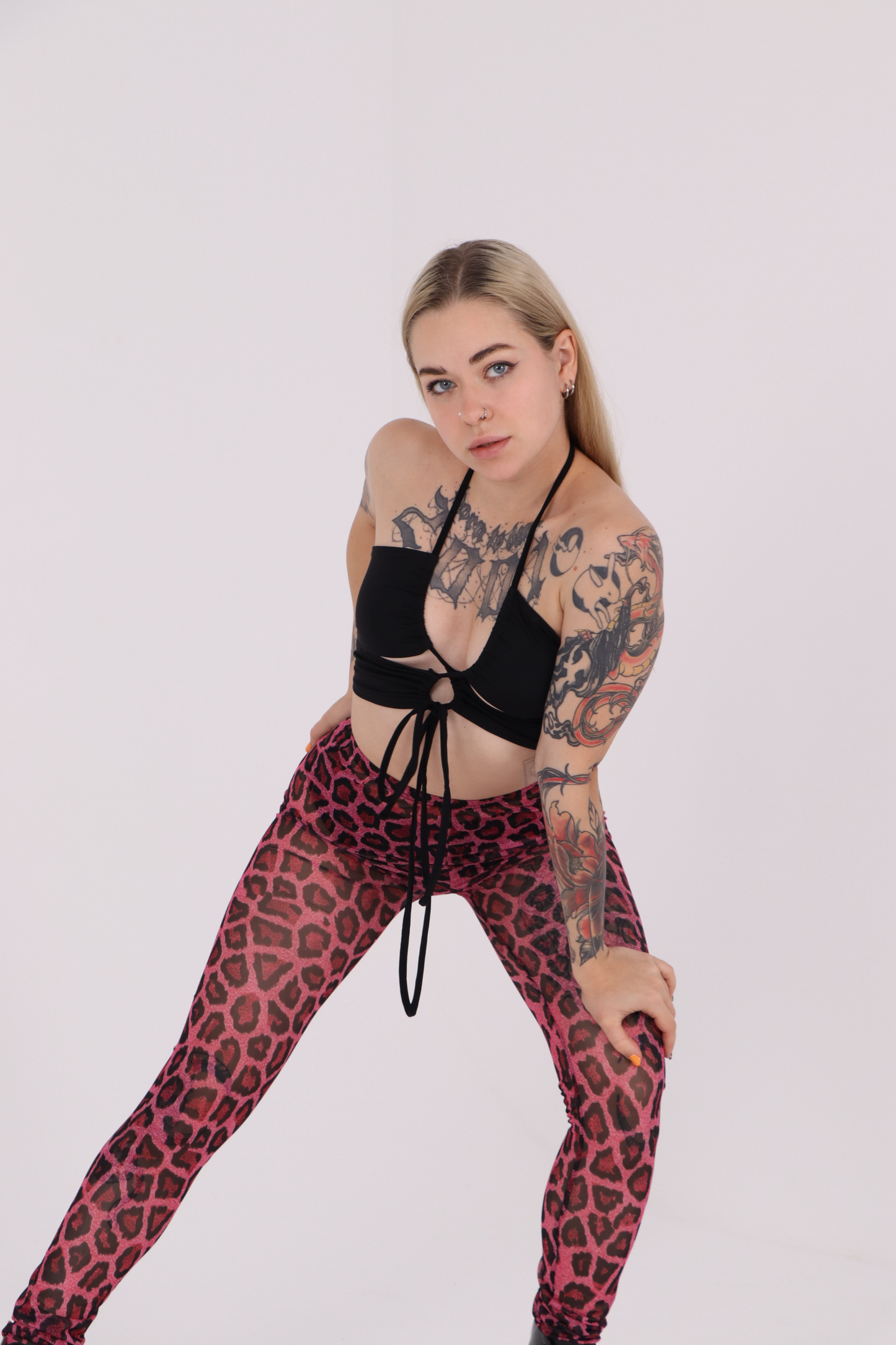 Pink Leopard Mesh Leggings