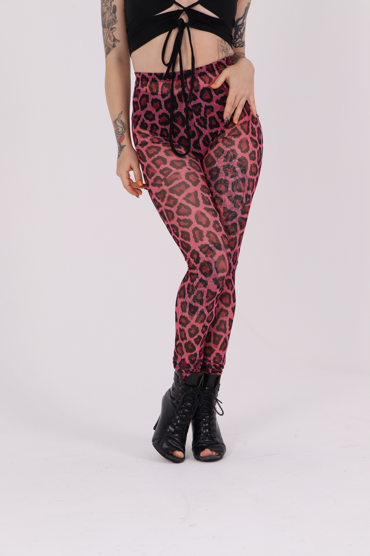 Pink Leopard Mesh Leggings