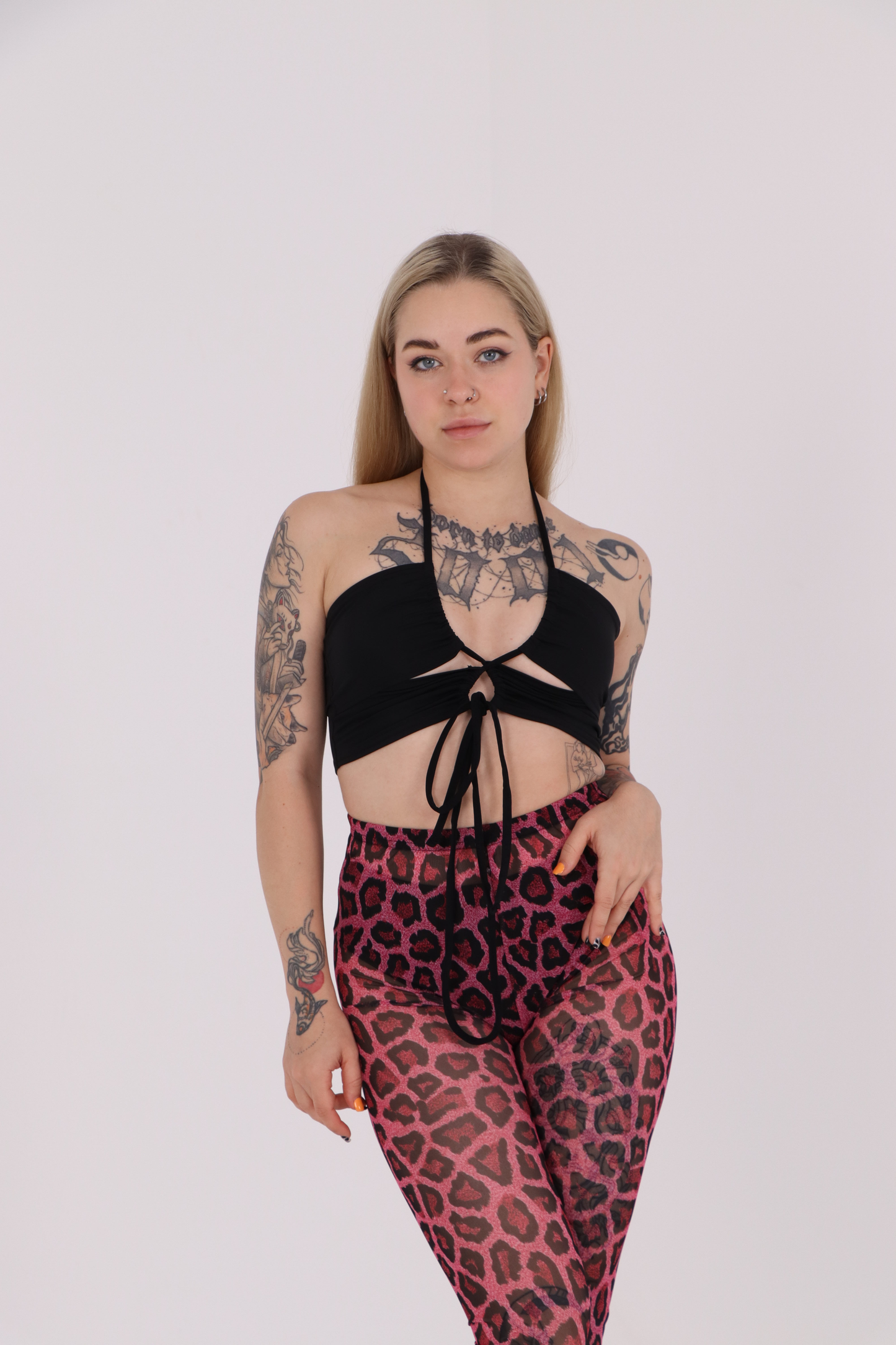 Pink Leopard Mesh Leggings
