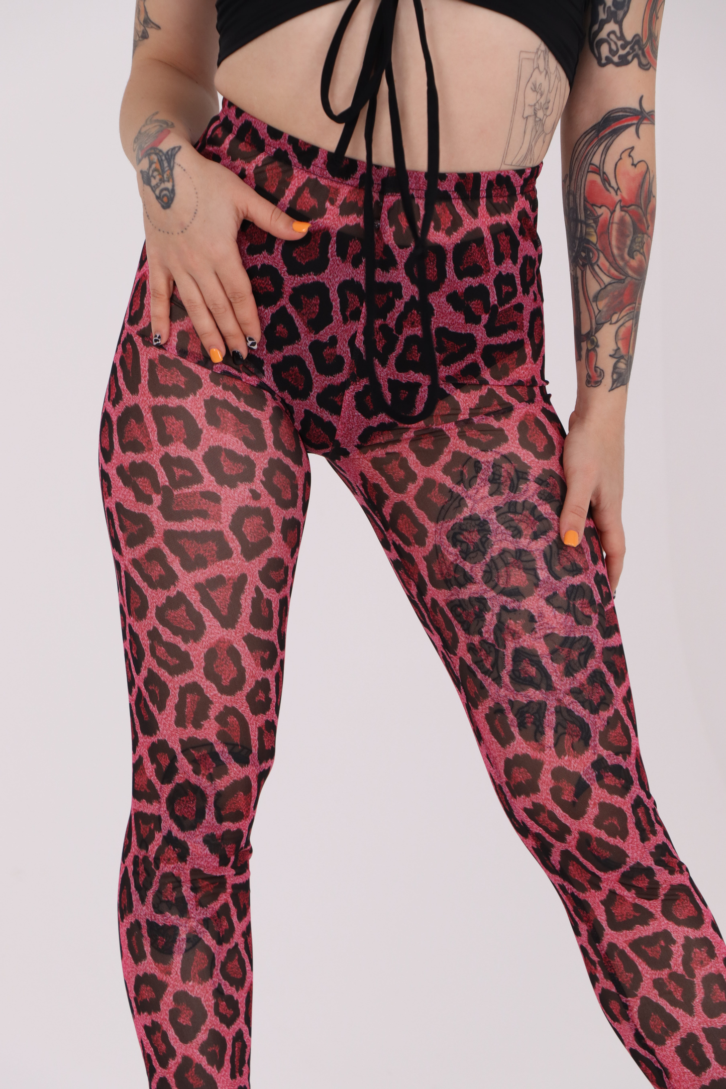 Pink Leopard Mesh Leggings