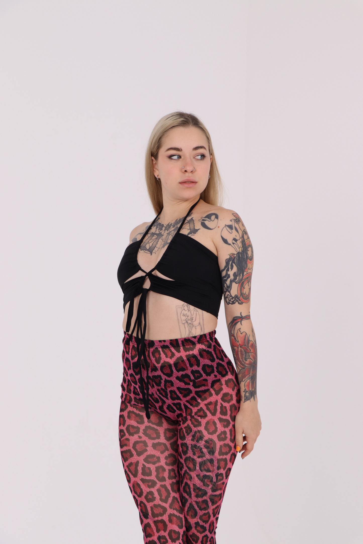 Pink Leopard Mesh Leggings