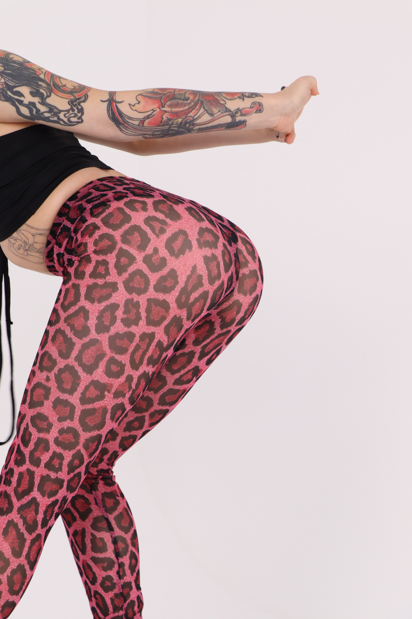Pink Leopard Mesh Leggings