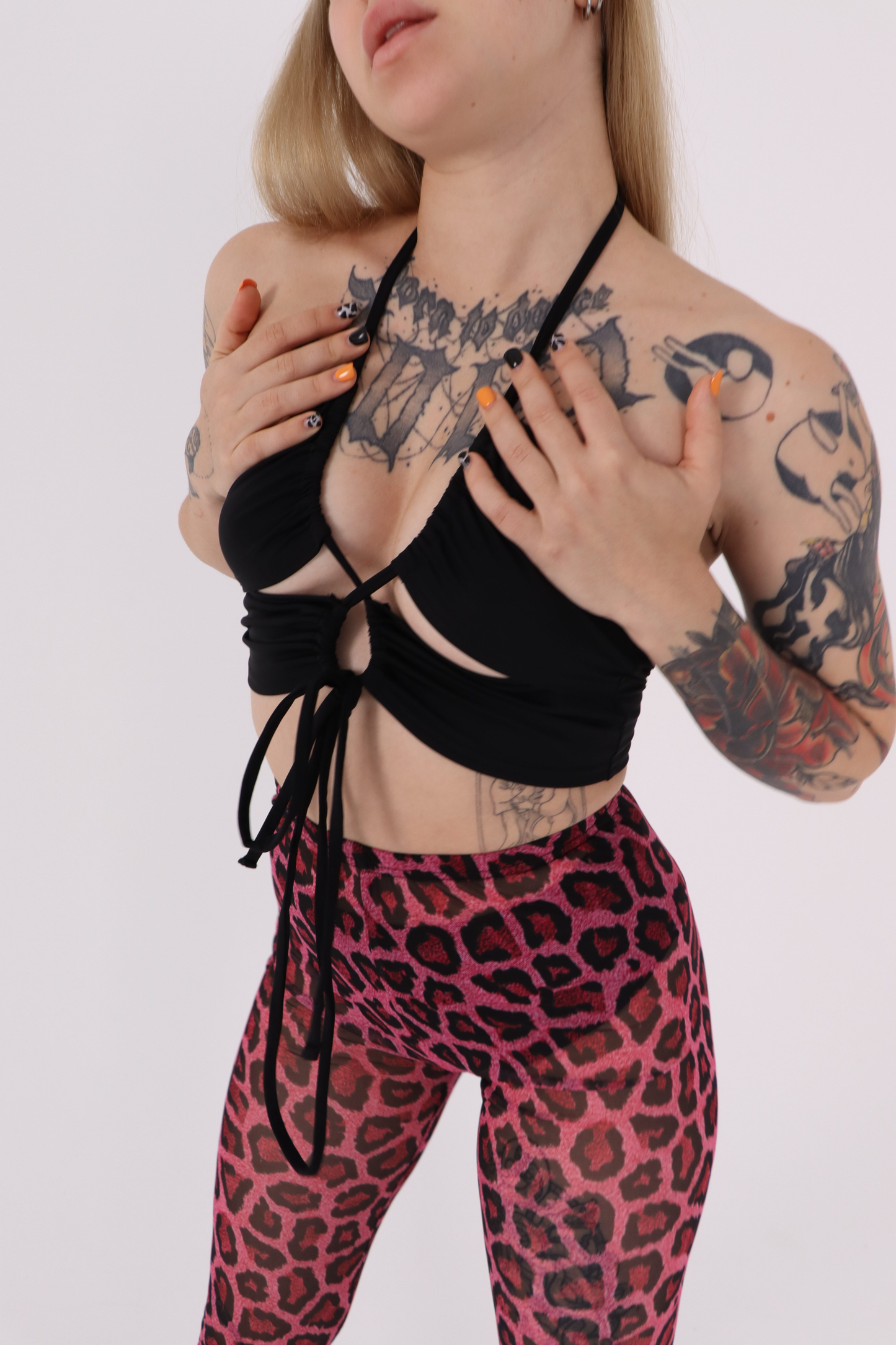 Pink Leopard Mesh Leggings