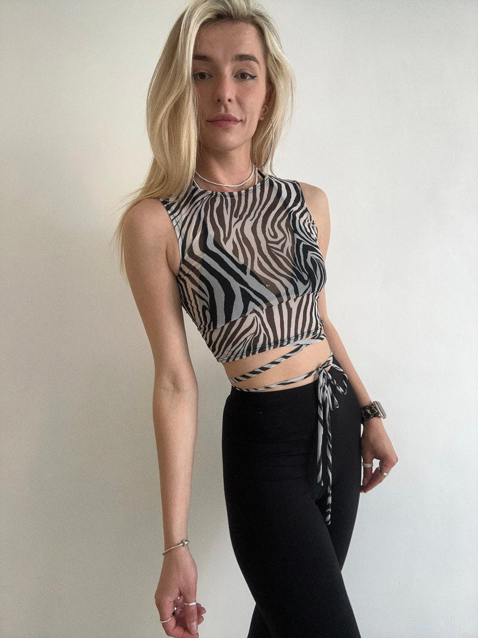 Zebra Mesh Crop Top