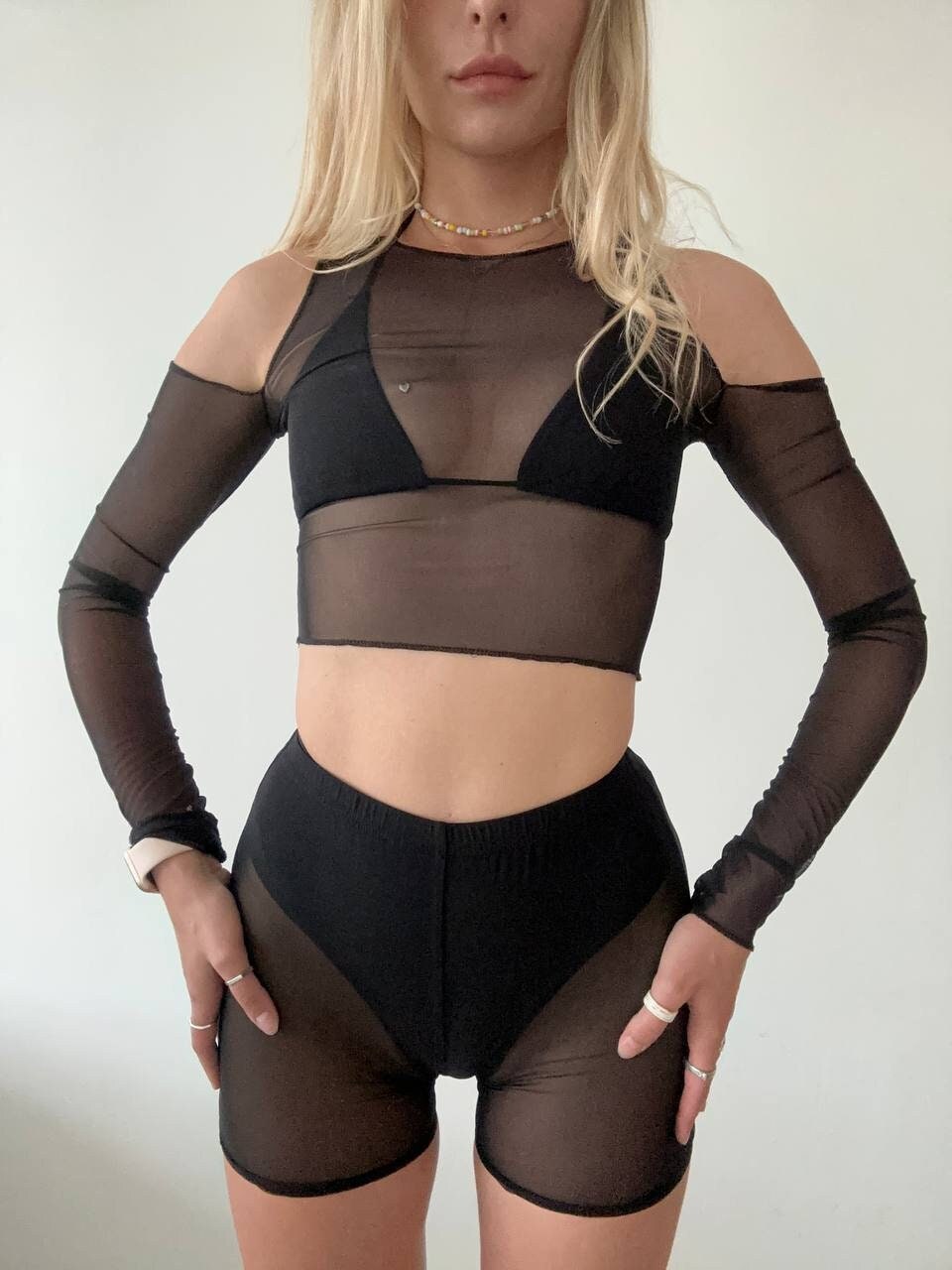 Black Mesh Dance Booty Shorts