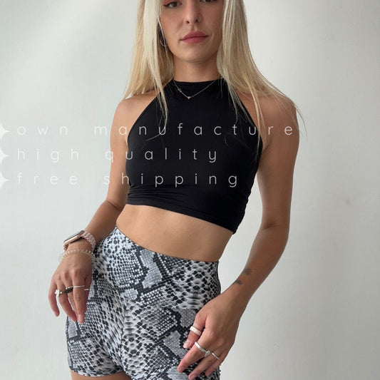 Black High Neck Tank Crop Top