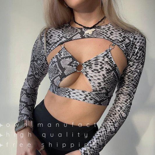 Grey Python Ring Crop Top