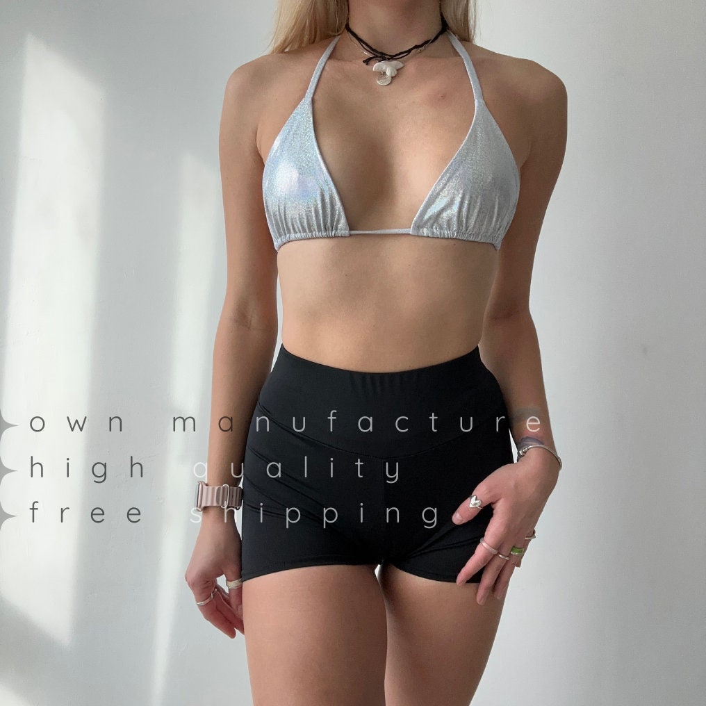 Silver Metallic Bikini Top