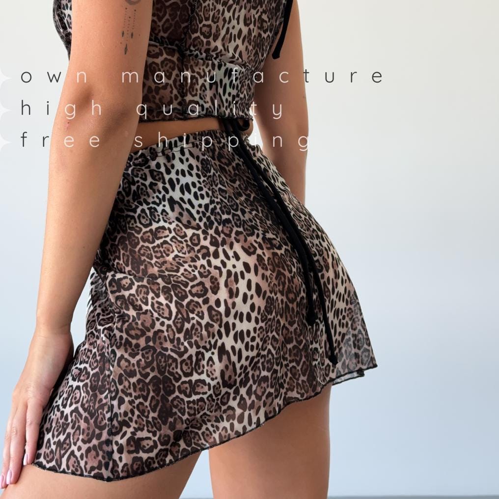 Leopard Mesh Mini Skirt