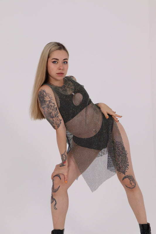 Crystal Rhinestone Tunic Dress