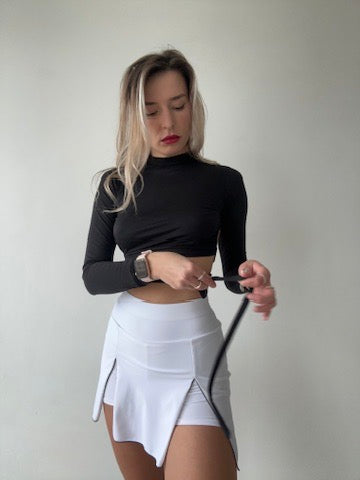 White Skort with Black Stitching