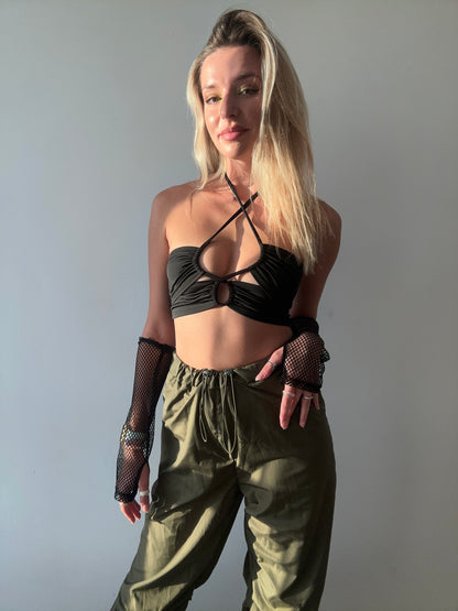 Black Mesh Fingerless Wrist Gloves