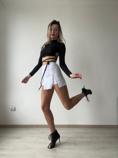 Black Backless Knit Crop Top