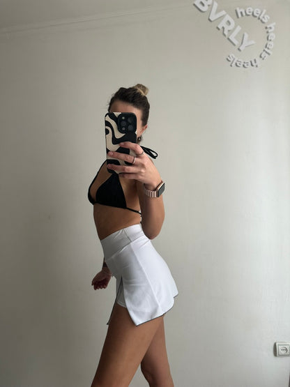 White Skort with Black Stitching