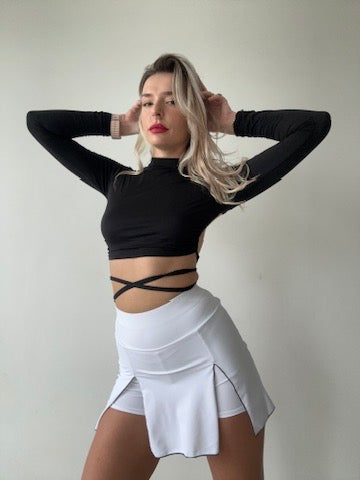 White Skort with Black Stitching