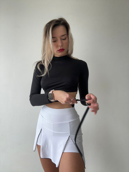 Black Backless Knit Crop Top